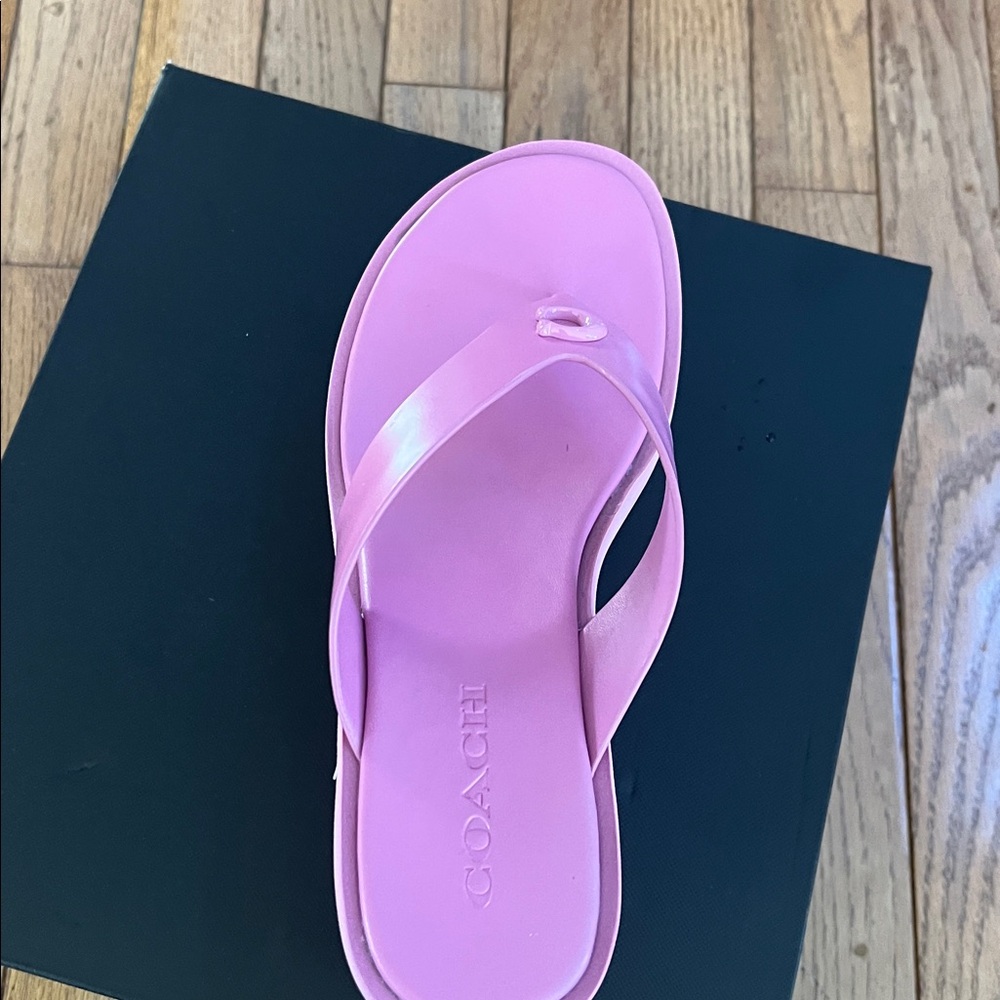 COACH Women's Sculpted Platform "C" Logo Leather Flip Flop - Picture 5 of 16